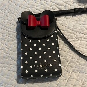 Kate Spade Black Disney Minnie Mouse   White Polka Dot Bag with Red Bow